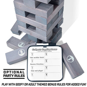 GoSports Giant Wooden Toppling Tower Grey Jenga