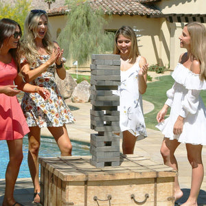 GoSports Giant Wooden Toppling Tower Grey Jenga