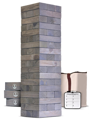 GoSports Giant Wooden Toppling Tower Grey Jenga