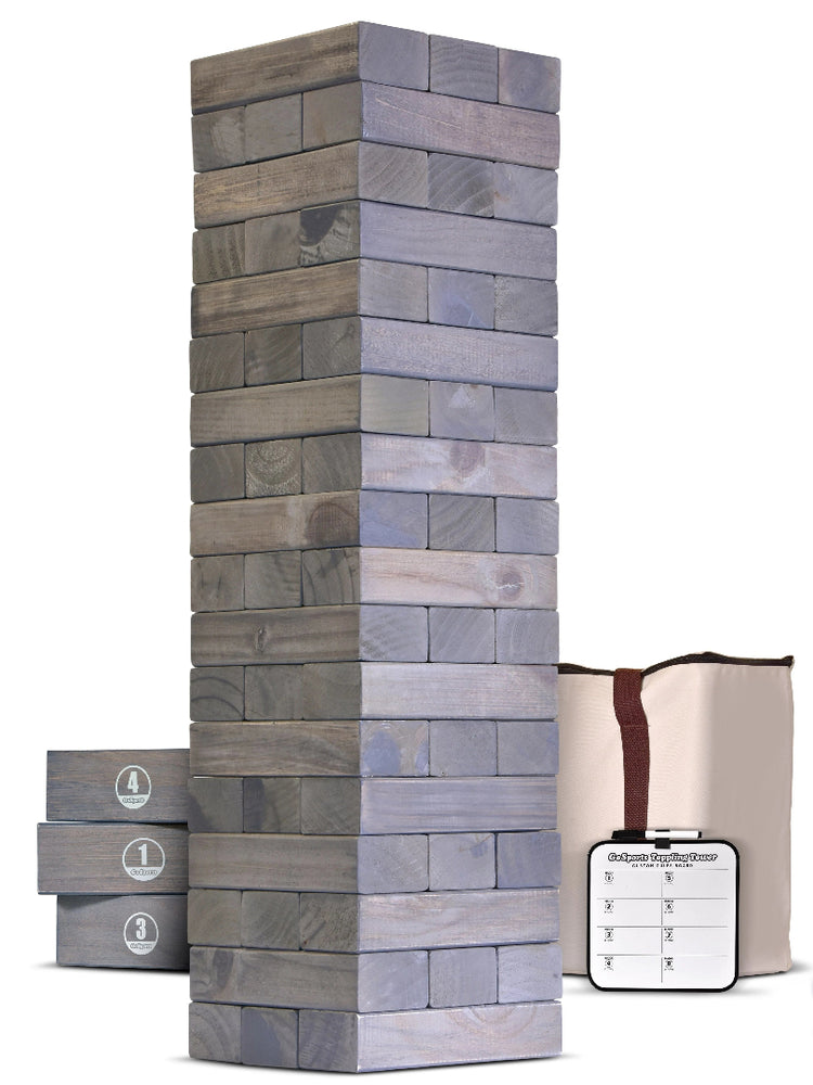 GoSports Giant Wooden Toppling Tower Grey Jenga