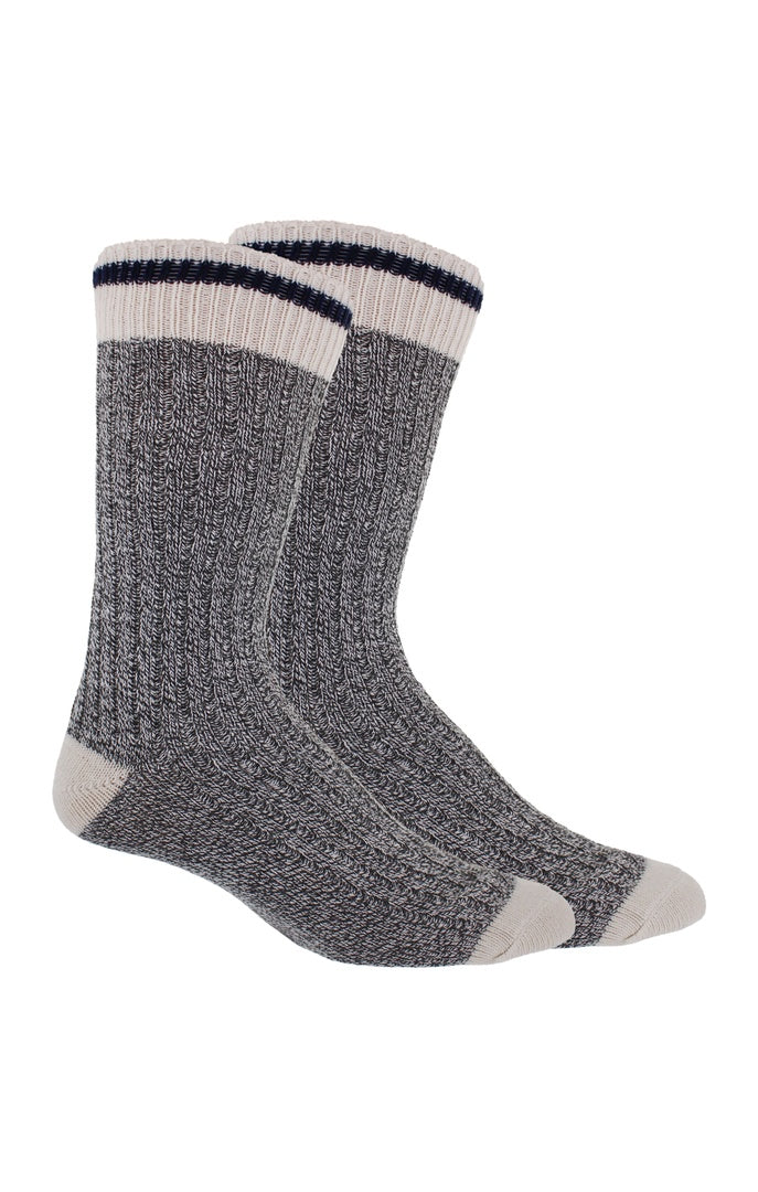 Great Northern Men's 2 Pack Boot Socks grey black band