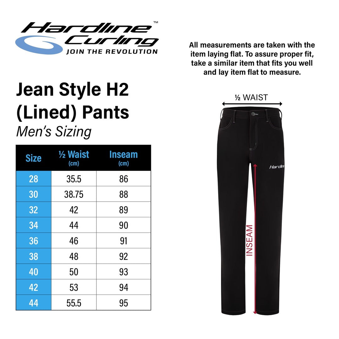 Hardline Men's H2 Jean Style Curling Pants black