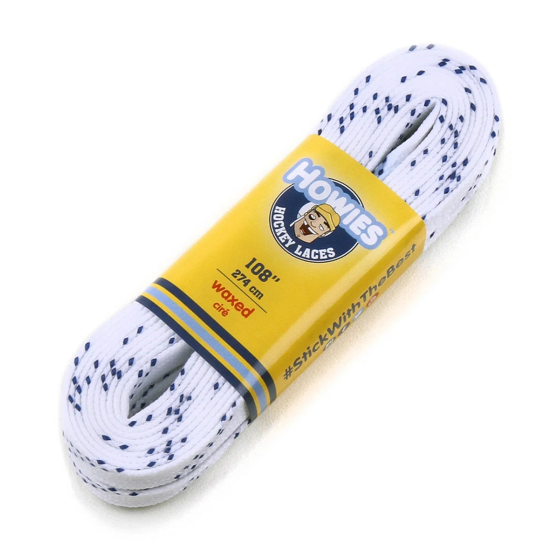 Howies Waxed Hockey Laces white blue