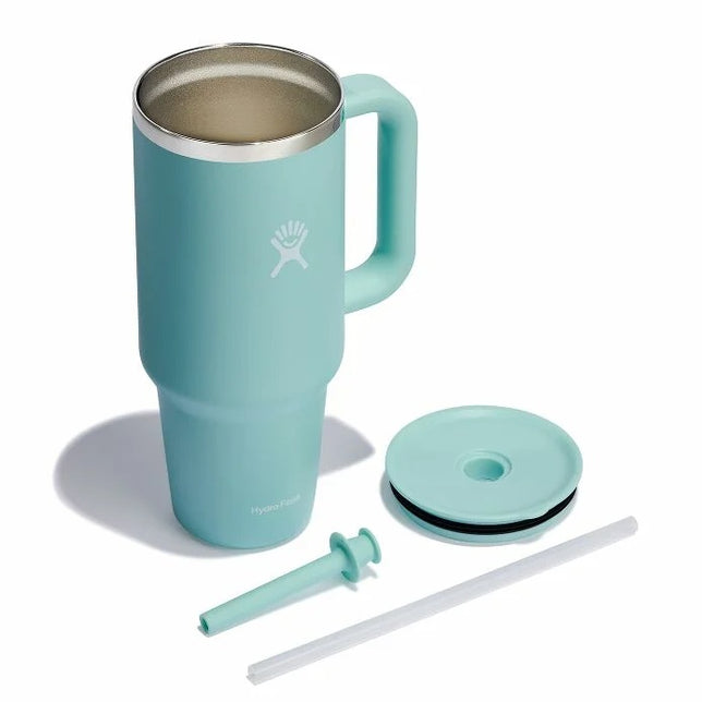 Hydro Flask 40oz Travel Tumbler Straw Mug dew blue