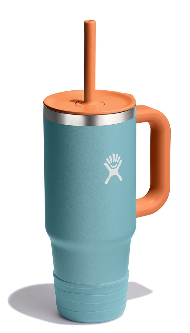 Hydro Flask Kids 24oz Travel Tumbler Straw Mug Seaspray Teal Blue
