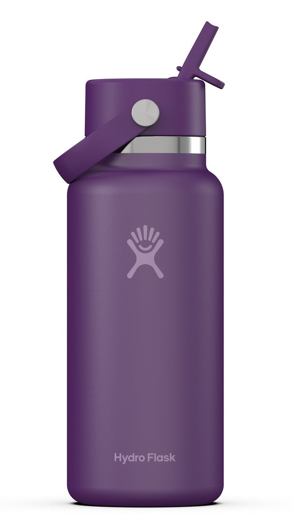 Hydro Flask Wide Mouth Bottle with Flex Straw Cap 32oz/946ml beachplum purple