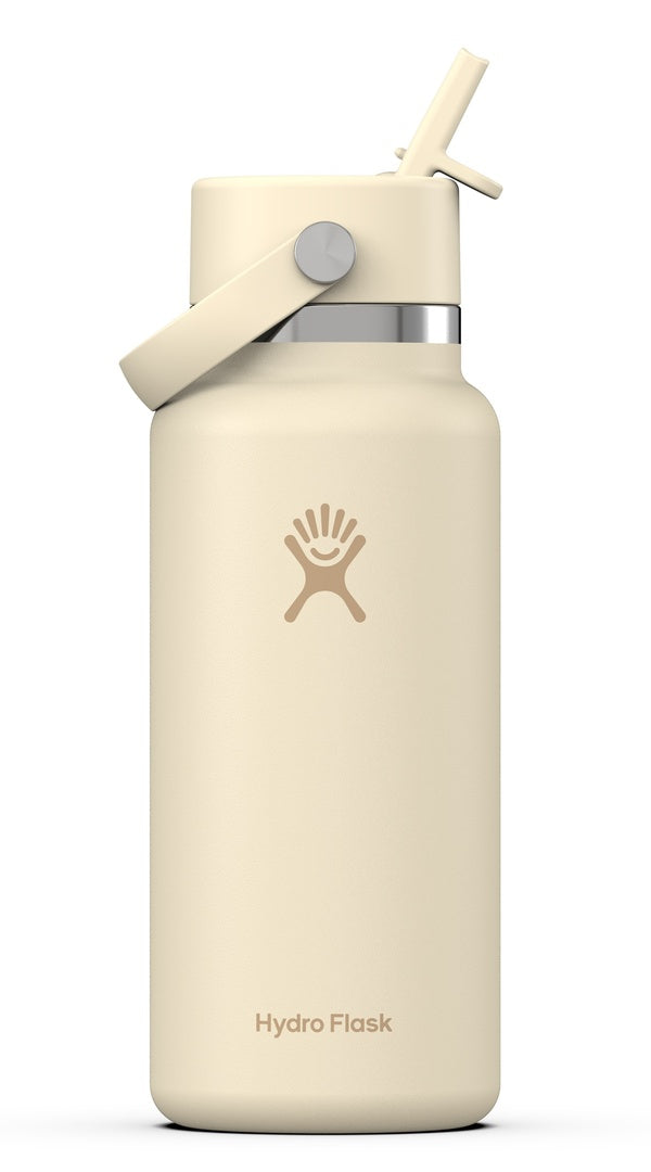 Hydro Flask Wide Mouth Bottle with Flex Straw Cap 32oz/946ml coconut cream white