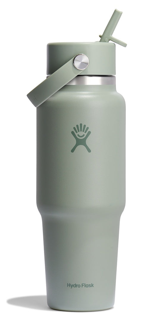 Hydro Flask Wide Mouth Travel Bottle with Flex Straw Cap 32oz/946ml agave green