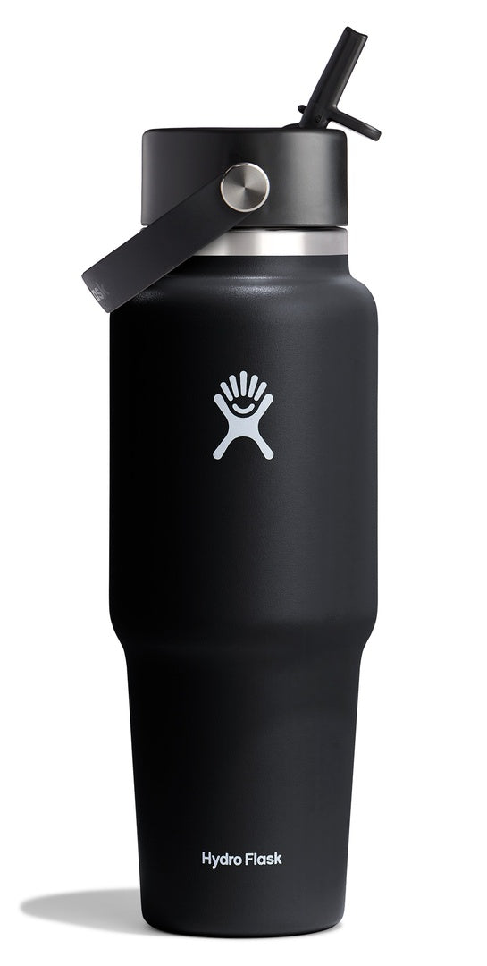 Hydro Flask Wide Mouth Travel Bottle with Flex Straw Cap 32oz/946ml black