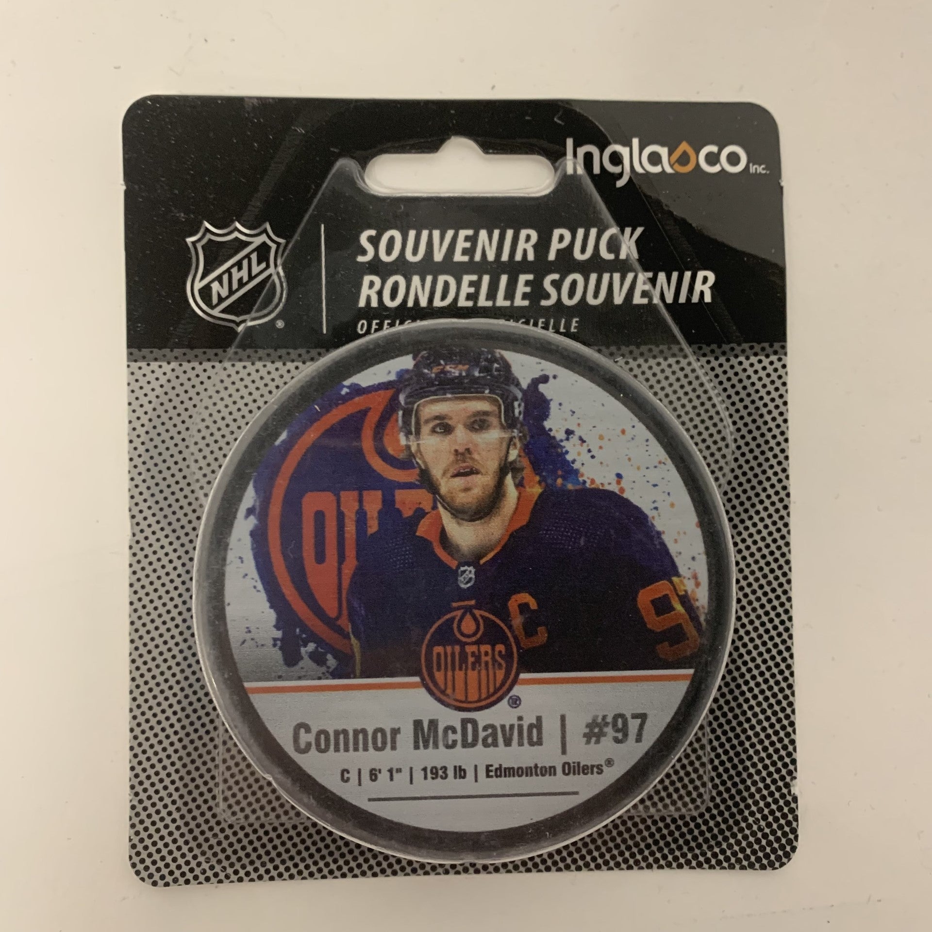 Shop NHL Edmonton Oilers Connor McDavid Souvenir Puck Edmonton Canada Store Navy alternate