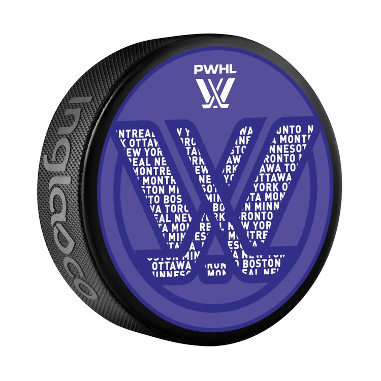 Inglasco PWHL 2024 official Souvenir Puck purple