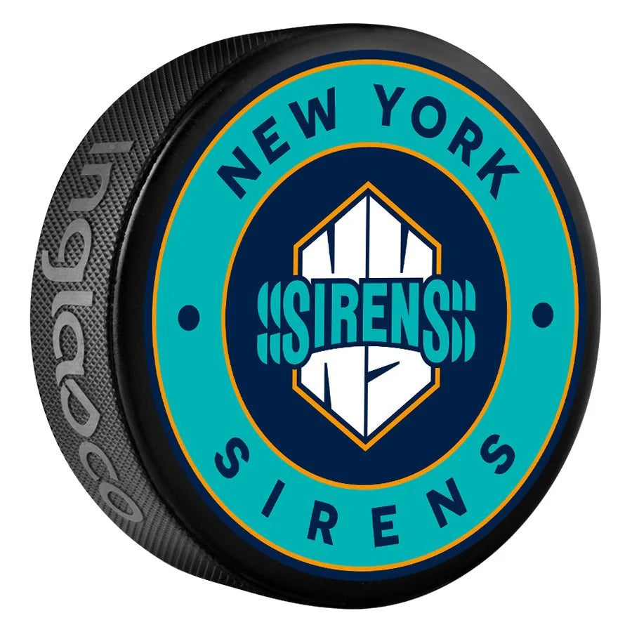 Inglasco PWHL New York Sirens Classic Souvenir Puck teal