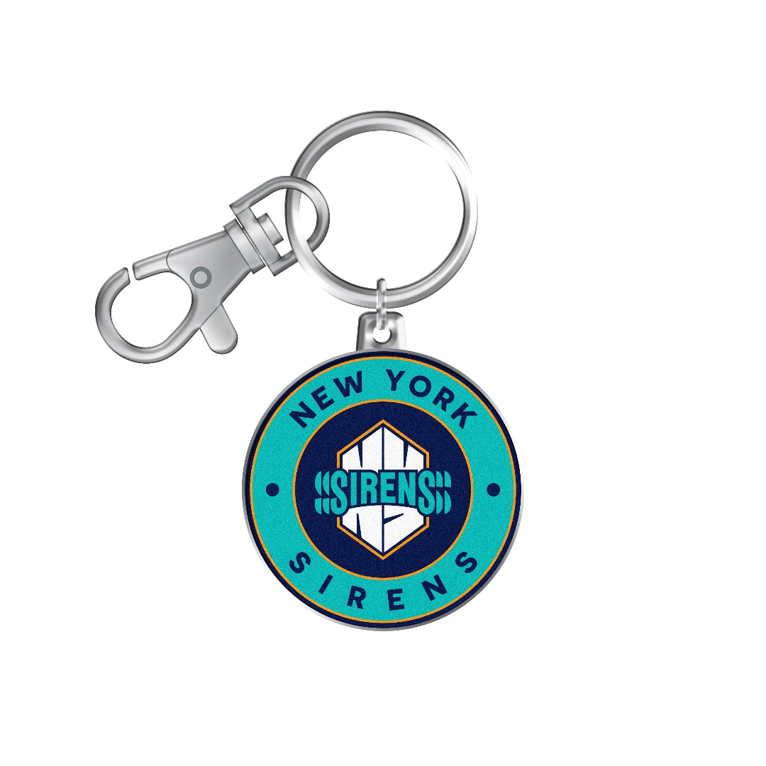 Inglasco PWHL New York Sirens Logo Keychain teal navy blue