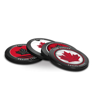 Inglasco Team Canada Olympic 2026 Hockey Puck Coasters 4-Pack