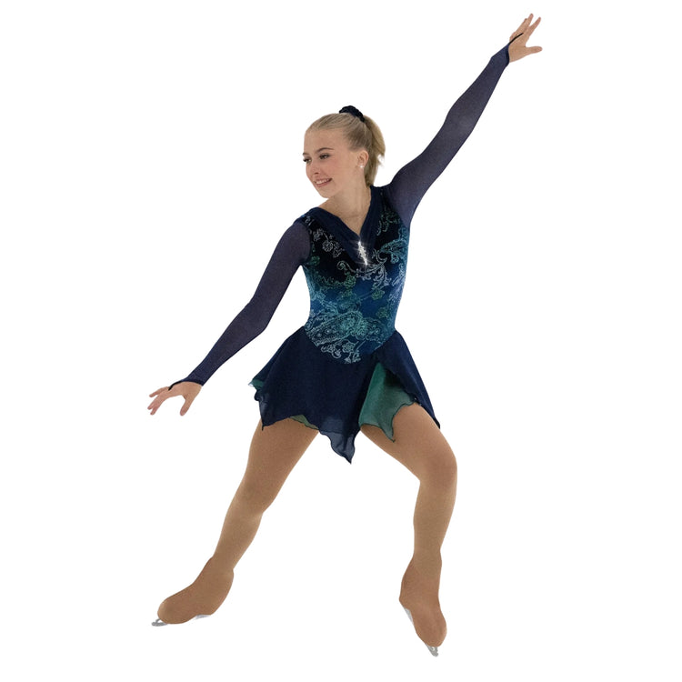 Jerry's Girl's 530 Sapphires &amp; Emeralds Figure Skating Dress blue green