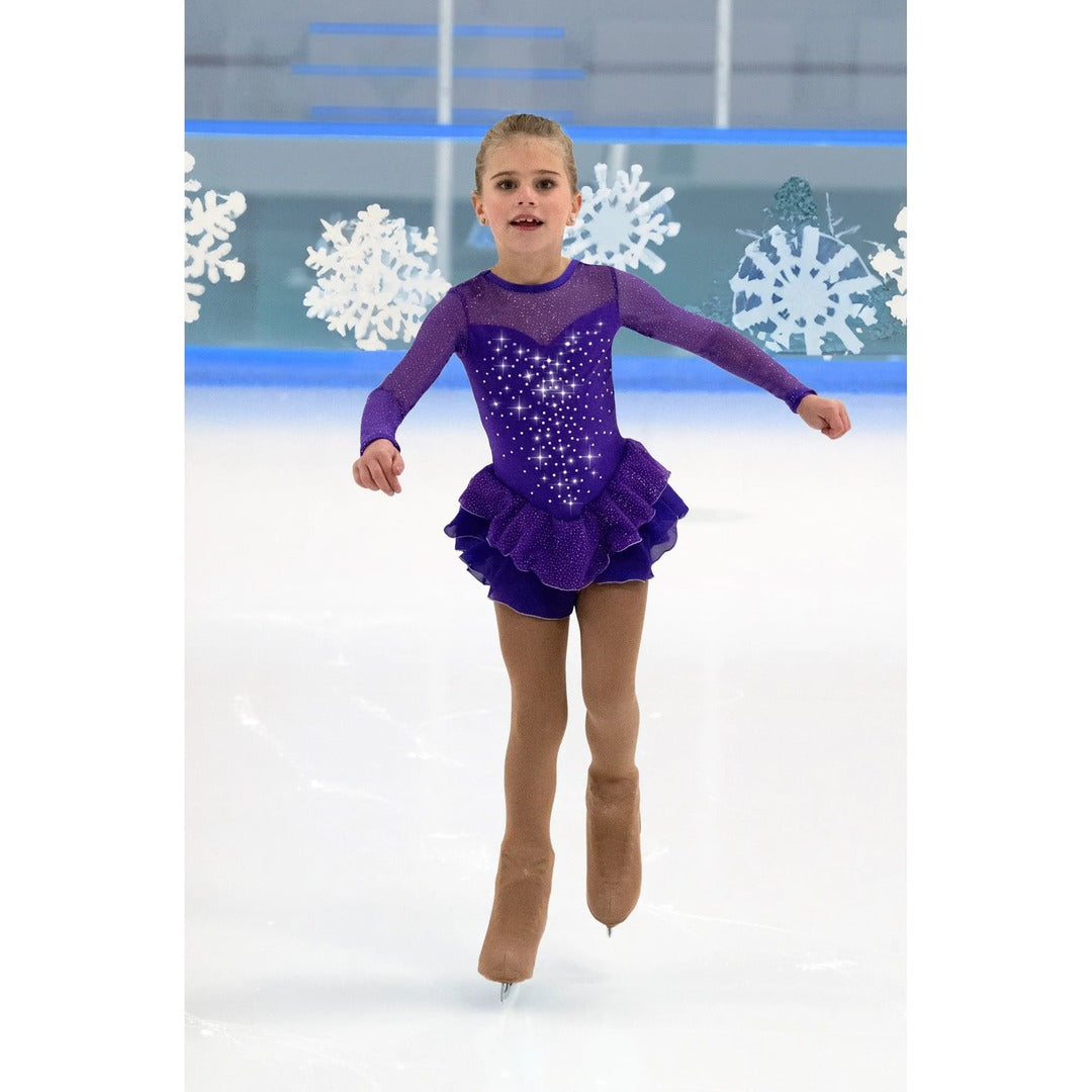 Jerry s Girl s 614 Crystal Kisses Figure Skating Dress Purple 10 12