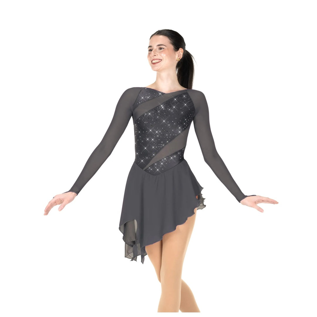 Jerry's Women's AA042 Mesh & Magic Figure Skating Dress pewter grey