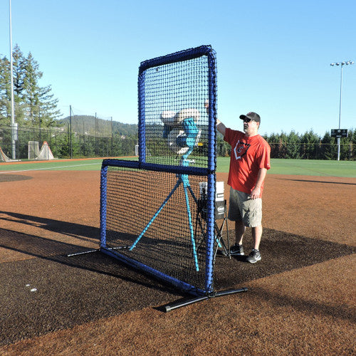 Jugs Protector Blue Series L-Shaped Pitchers Screen in use