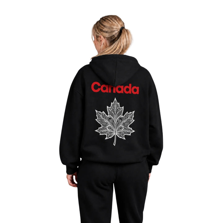 Jumplete Men's Courtside Luxe Hoodie Black Canadian Maple Leafe 
