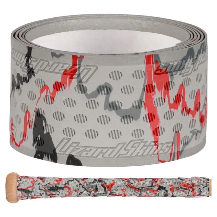 Lizard Skin 1.8mm Durasoft Polymer Ultra Grip Camo Bat Grip grey red black