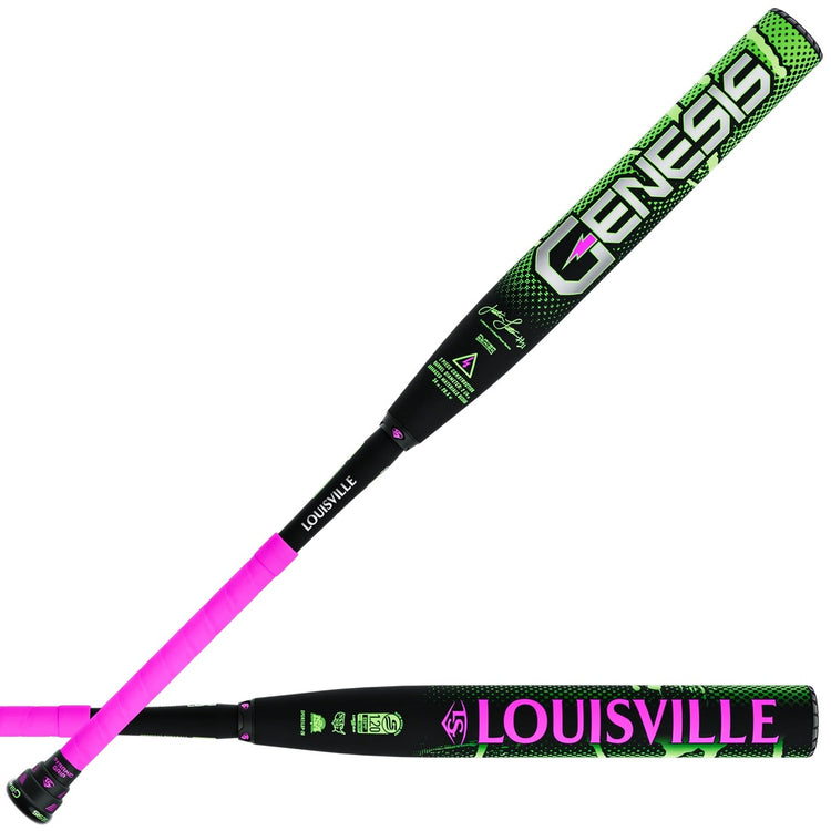 Louisville Genesis Justin Lutheran 2-Piece Power Load Slo-Pitch Bat black/ neon pink/ green