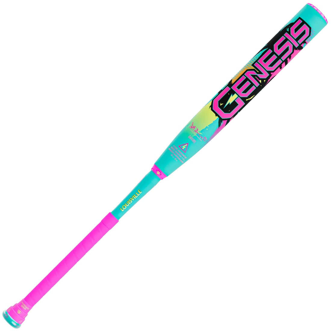 Louisville Genesis Scott Hartling 2-Piece End Load Slo-Pitch Bat teal/pink