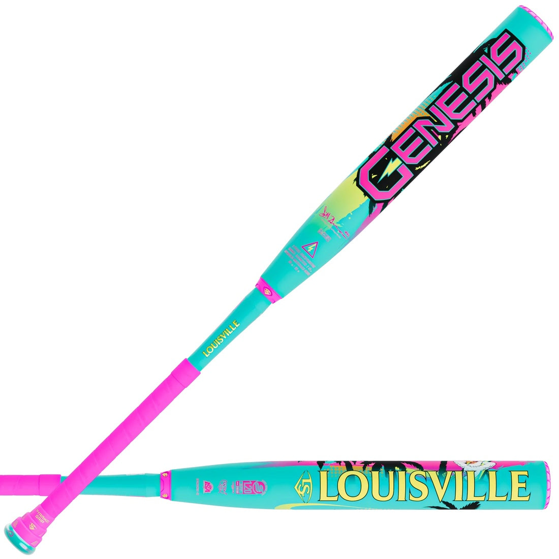 Louisville Genesis Scott Hartling 2-Piece End Load Slo-Pitch Bat teal/pink