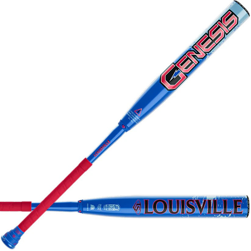 Louisville Genesis Splatter 2-Piece Balanced Slo-Pitch Bat blue/red