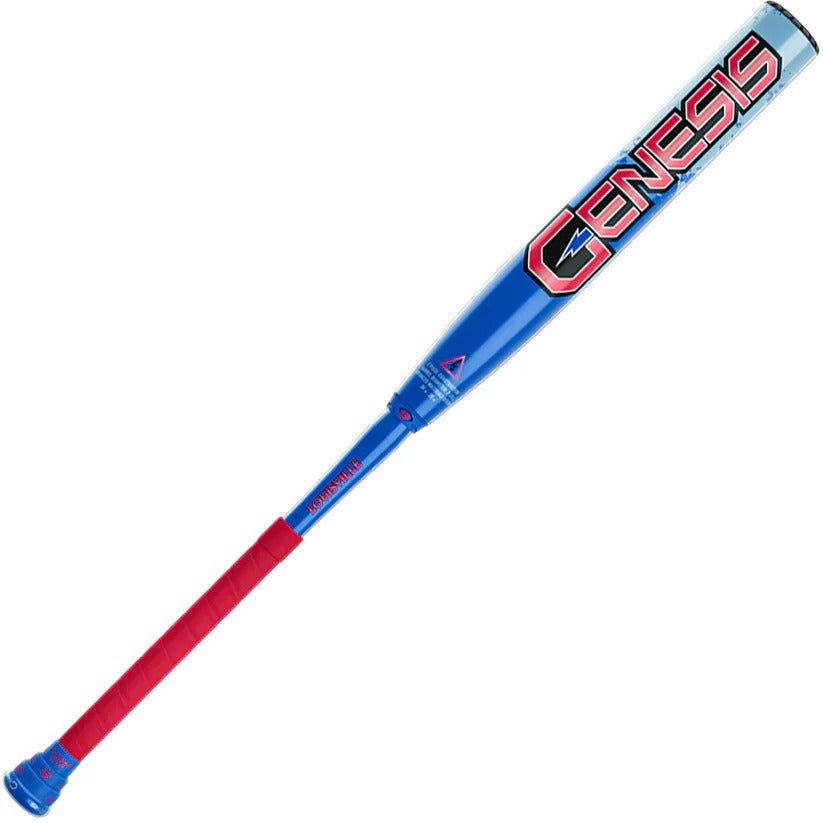 Louisville Genesis Splatter 2-Piece Balanced Slo-Pitch Bat blue/red