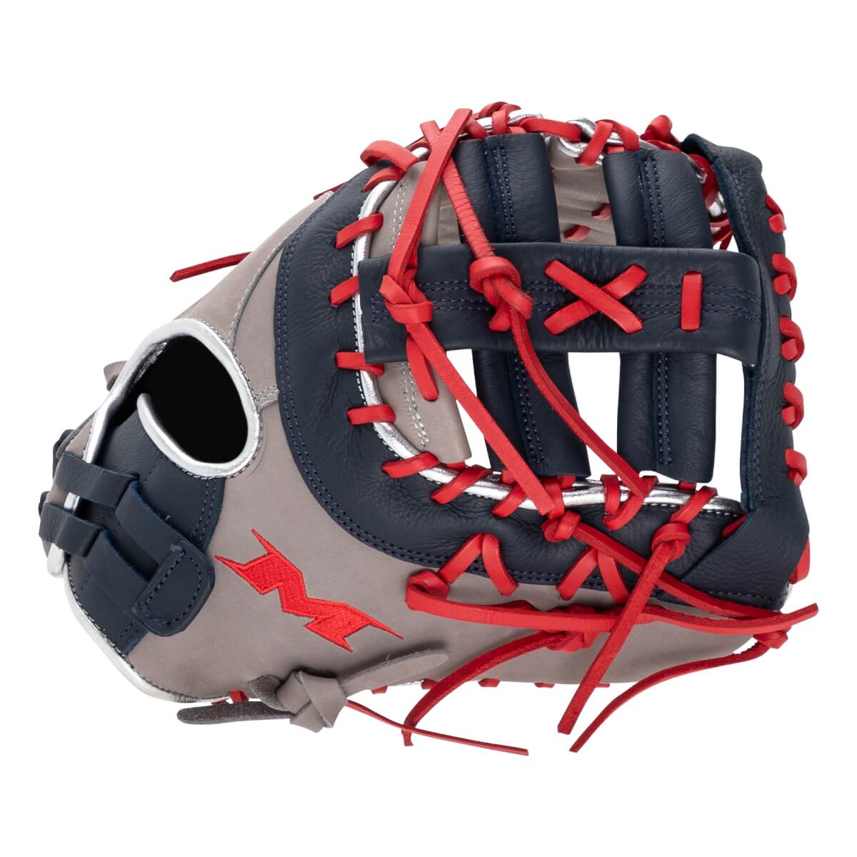 Miken PS140-6GN Players Series Slo-Pitch Glove grey/ navy/ red