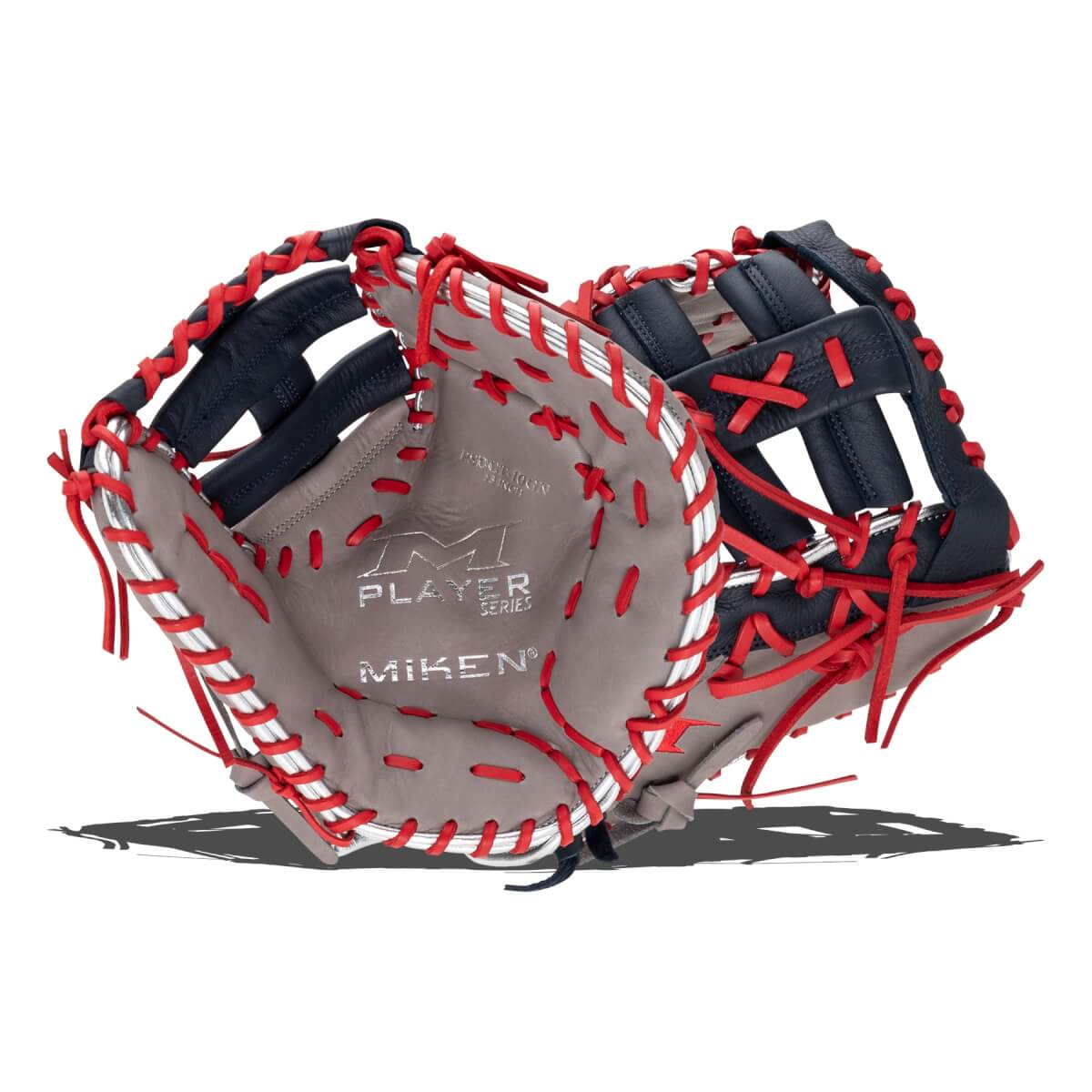 Miken PSDCT-10GN Players Series First Base Slo-Pitch Glove grey/ navy/ red
