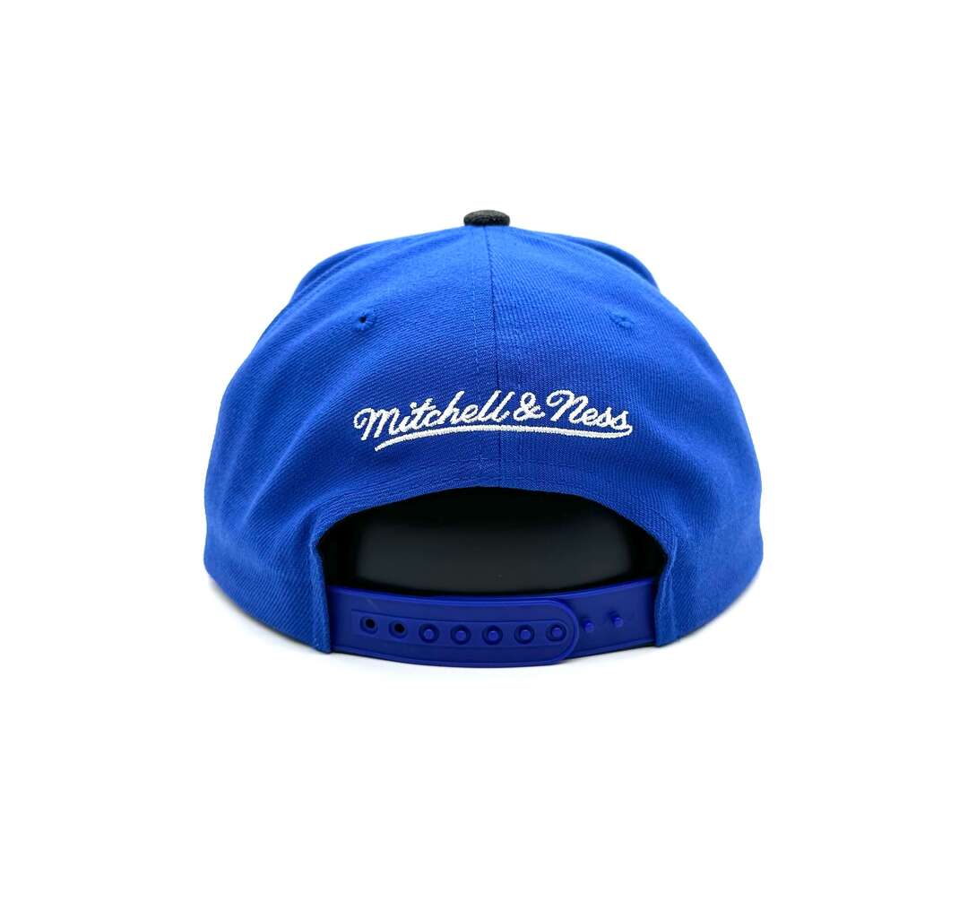 Mitchell &amp; Ness Men's NHL Edmonton Oilers Denim Patchwork Flatbrim Snapback Hat Blue/dark grey