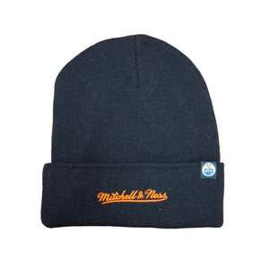 Mitchell &amp; Ness Men's NHL Edmonton Oilers Line Light Cuffed Knit Toque Black