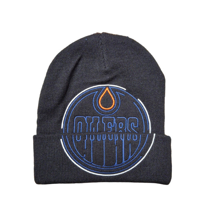 Mitchell &amp; Ness Men's NHL Edmonton Oilers Line Light Cuffed Knit Toque Black