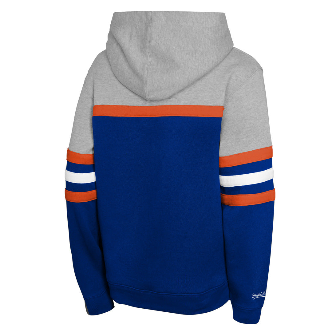 Mitchell & Ness Youth NHL Edmonton Oilers Head Coach Hoodie Blue Grey 1