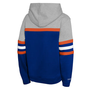 Mitchell & Ness Youth NHL Edmonton Oilers Head Coach Hoodie Blue Grey 1