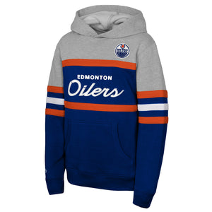 Mitchell & Ness Youth NHL Edmonton Oilers Head Coach Hoodie Blue Grey