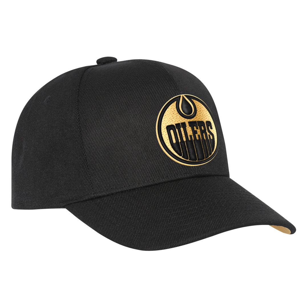Mitchell &amp; Ness Youth NHL Edmonton Oilers Pre-Curved Pinned Gold Hat black