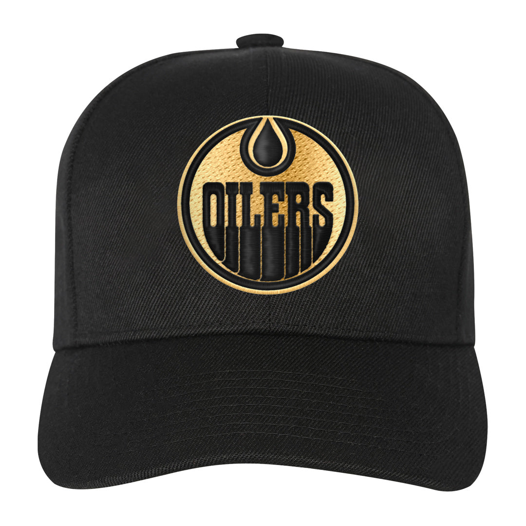 Mitchell &amp; Ness Youth NHL Edmonton Oilers Pre-Curved Pinned Gold Hat black