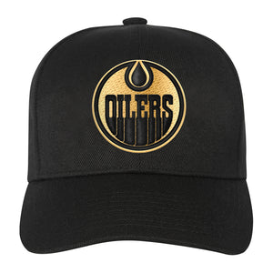 Mitchell &amp; Ness Youth NHL Edmonton Oilers Pre-Curved Pinned Gold Hat black