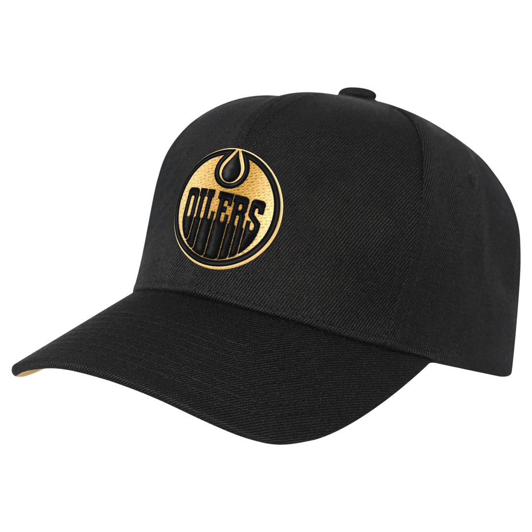 Mitchell &amp; Ness Youth NHL Edmonton Oilers Pre-Curved Pinned Gold Hat black