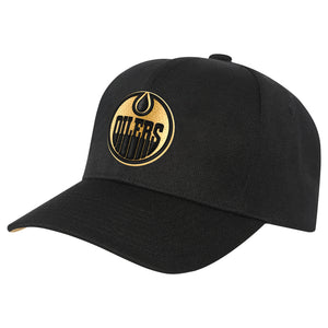 Mitchell &amp; Ness Youth NHL Edmonton Oilers Pre-Curved Pinned Gold Hat black