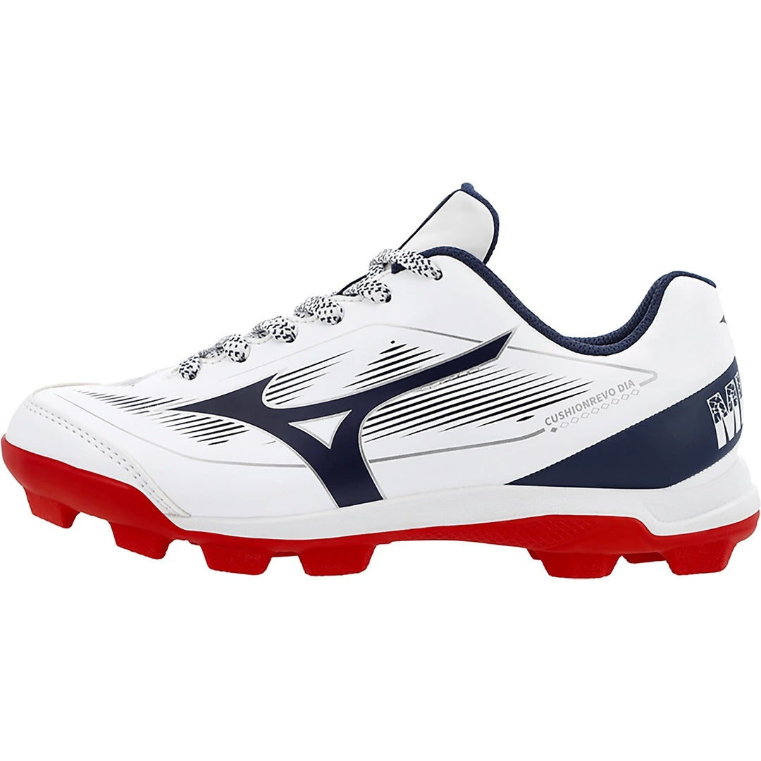Mizuno Junior Cushionrevo Diamond TPU Baseball Cleats white/navy