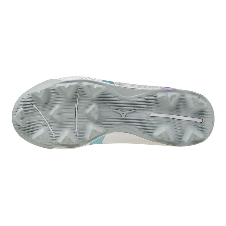 Mizuno Junior Wave Finch LightRevo Rubber Softball Cleat white/purple/teal