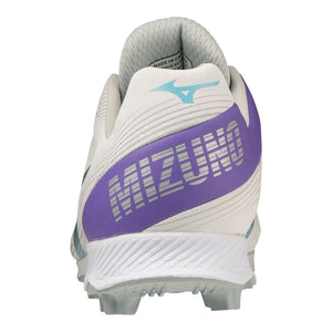 Mizuno Junior Wave Finch LightRevo Rubber Softball Cleat white/purple/teal