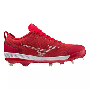 Mizuno Men's Dominant 4 Low Metal Baseball Cleats red