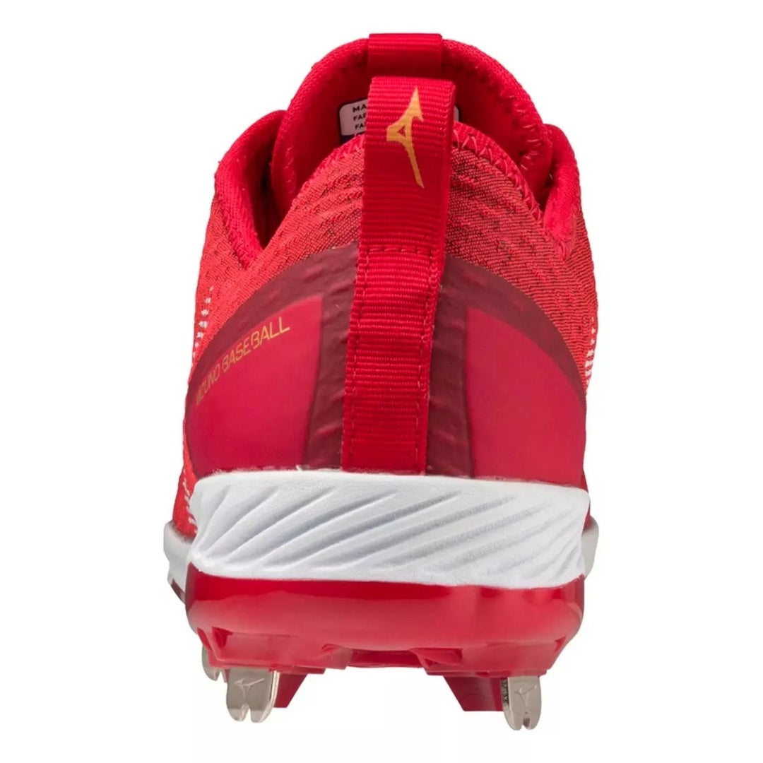 Mizuno Men's Dominant 4 Low Metal Baseball Cleats red
