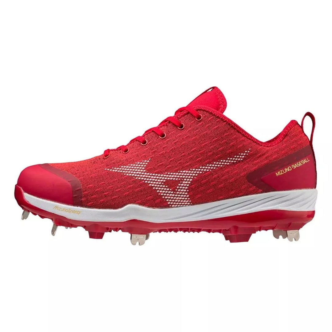 Mizuno Men's Dominant 4 Low Metal Baseball Cleats red