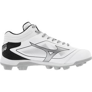 Mizuno Men's Cushionrevo Diamond Mid TPU Baseball Cleats white