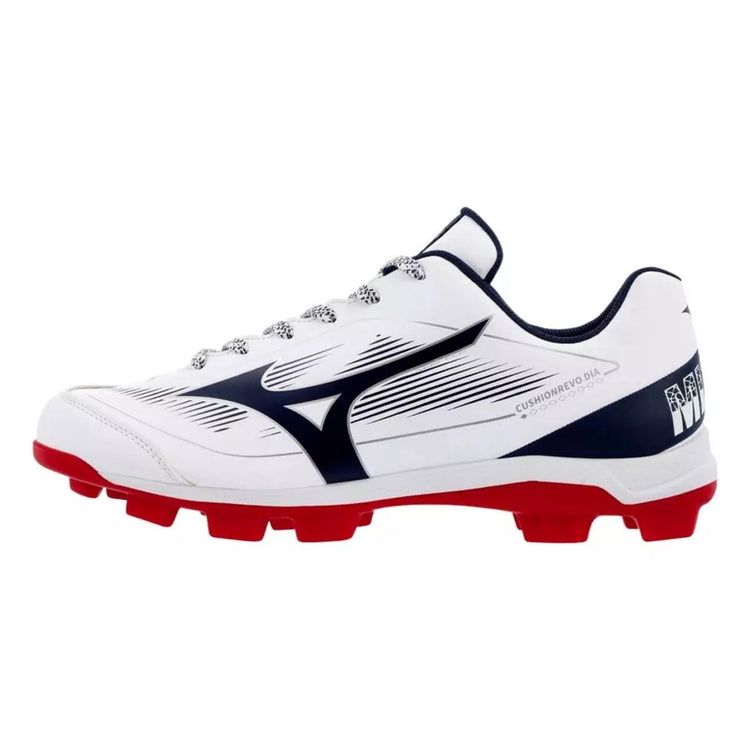 Mizuno Men's Cushionrevo Diamond TPU Baseball Cleats white/navy